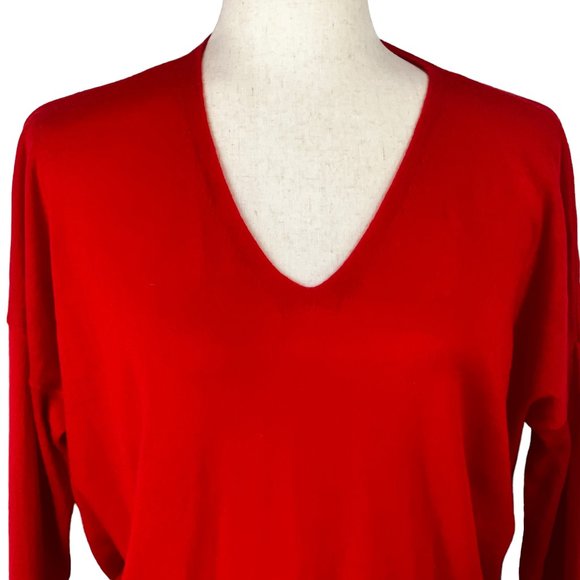 Like new EILEEN FISHER Lightweight Bright Red Merino Wool V-Neck Sweater… - Picture 8 of 12